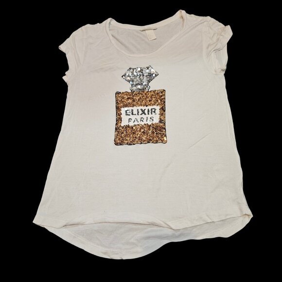 H&M Sequin Perfume Bottle Graphic Tee - Size Medium - Picture 1 of 4